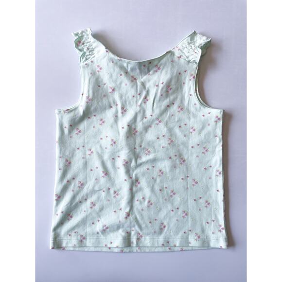 NWT Girl’s Jacadi Light Green Floral Cotton Tank Top Size 10 - Picture 4 of 4
